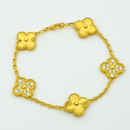 [Agudo Jewelry]CLOVER BRACELET 5 MOTIFS GOLD DIAMOND