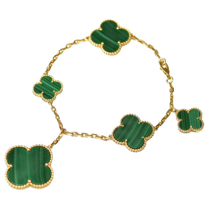 [Agudo Jewelry]MAGIC CLOVER MALACHITE GOLD BRACELET 5 MOTIFS