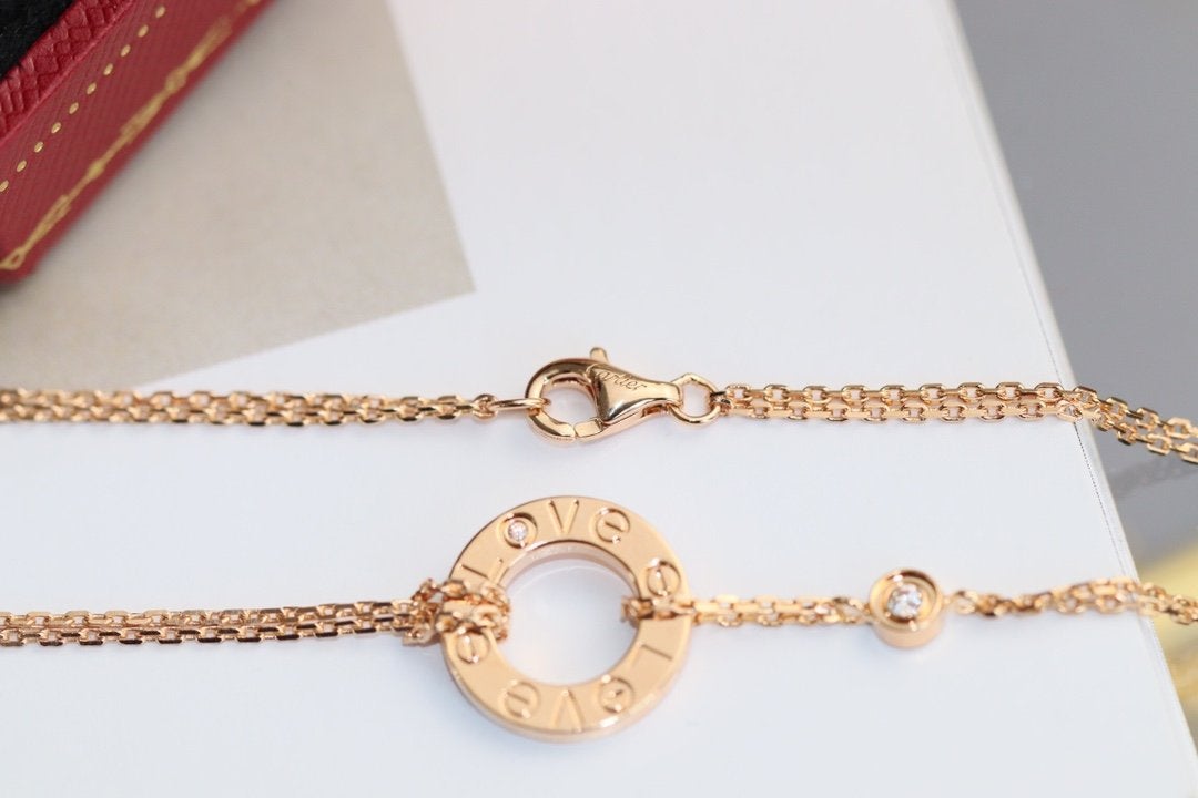 [Agudo Jewelry]LOVE NECKLACE ADJUSTABLE ROSE GOLD 2 DIAMOND