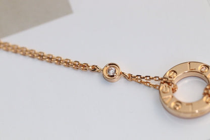 [Agudo Jewelry]LOVE NECKLACE ADJUSTABLE ROSE GOLD 2 DIAMOND