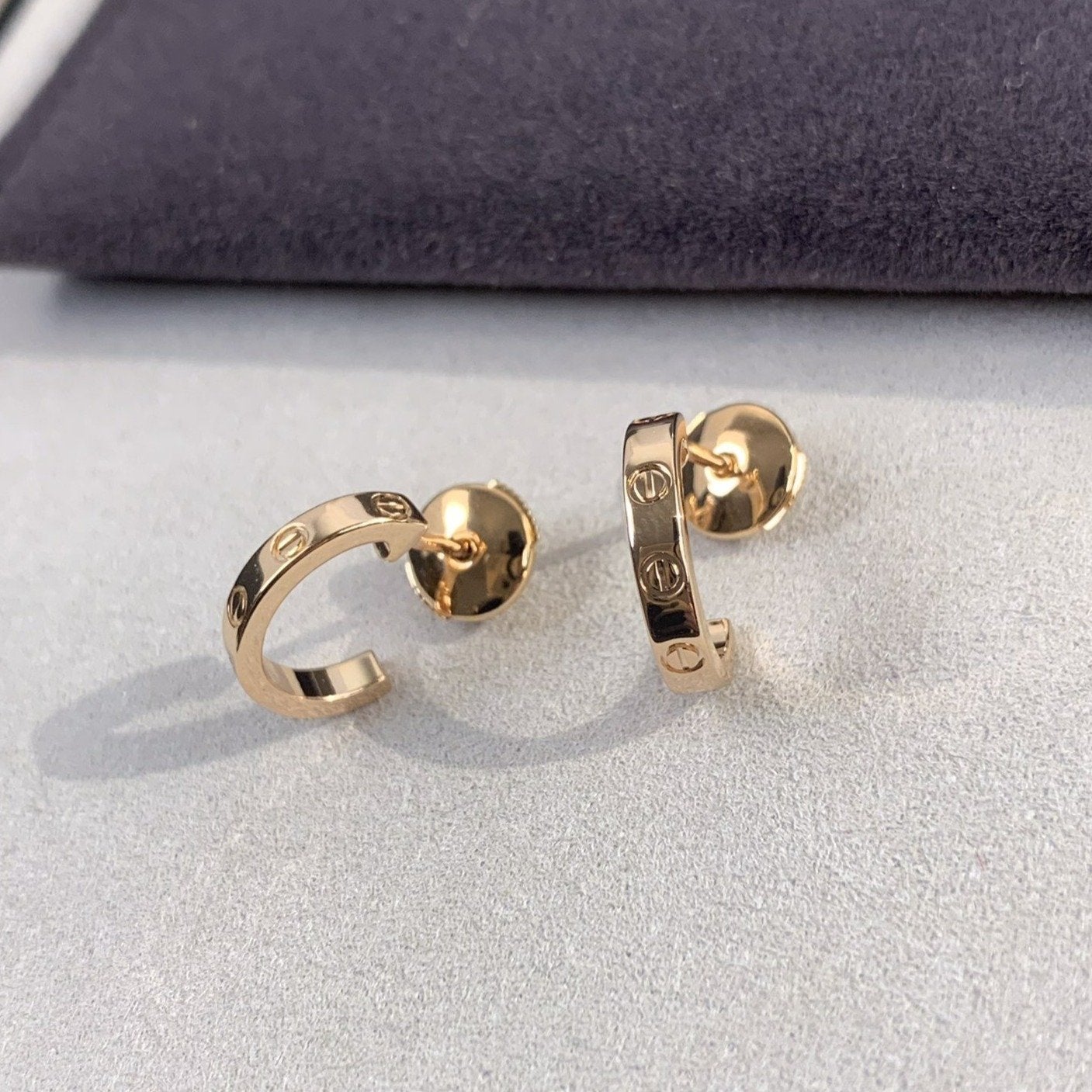 [Agudo Jewelry]LOVE EARRINGS 2.65MM PINK GOLD