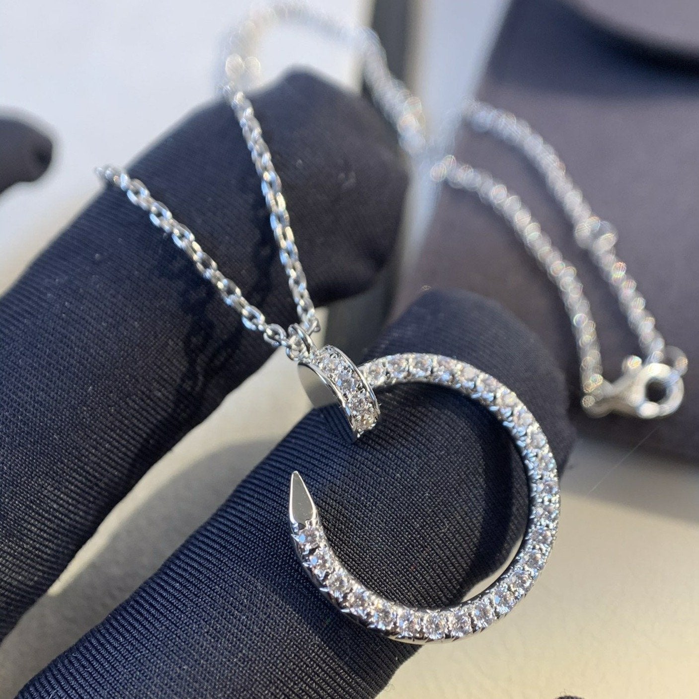 [Agudo Jewelry]JUSTE NECKLACE SILVER DIAMONDS