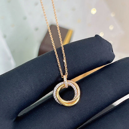 [Agudo Jewelry]TRINITY NECKLACE SILVER GOLD PINK GOLD DIAMONDS