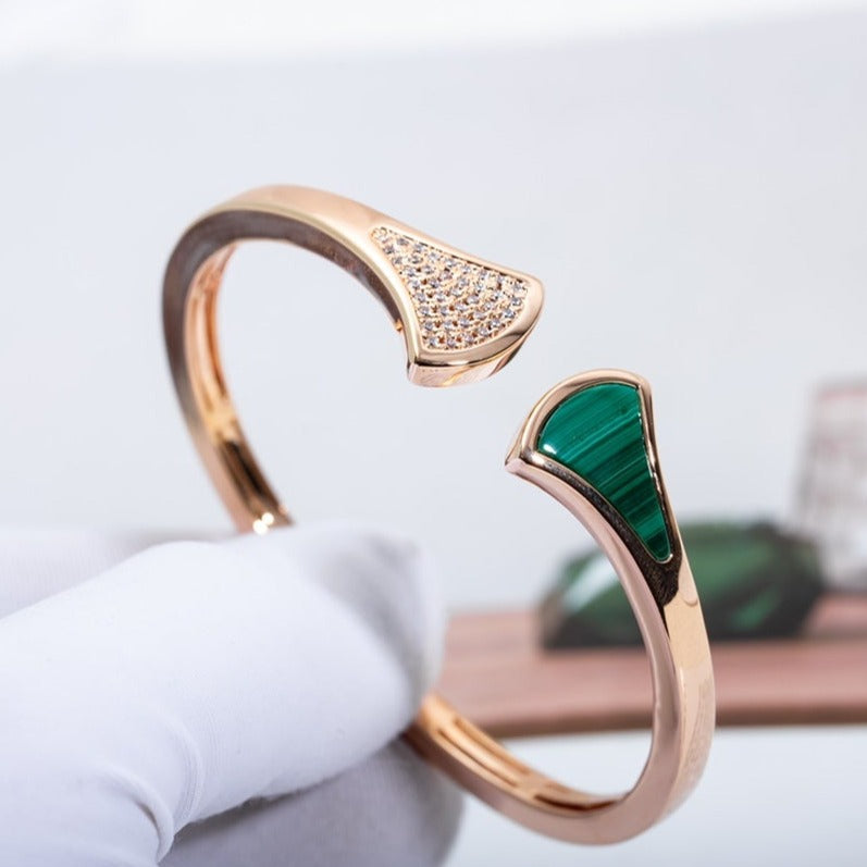 [Agudo Jewelry]DREAM BRACELET OPEN MALACHITE PINK GOLD