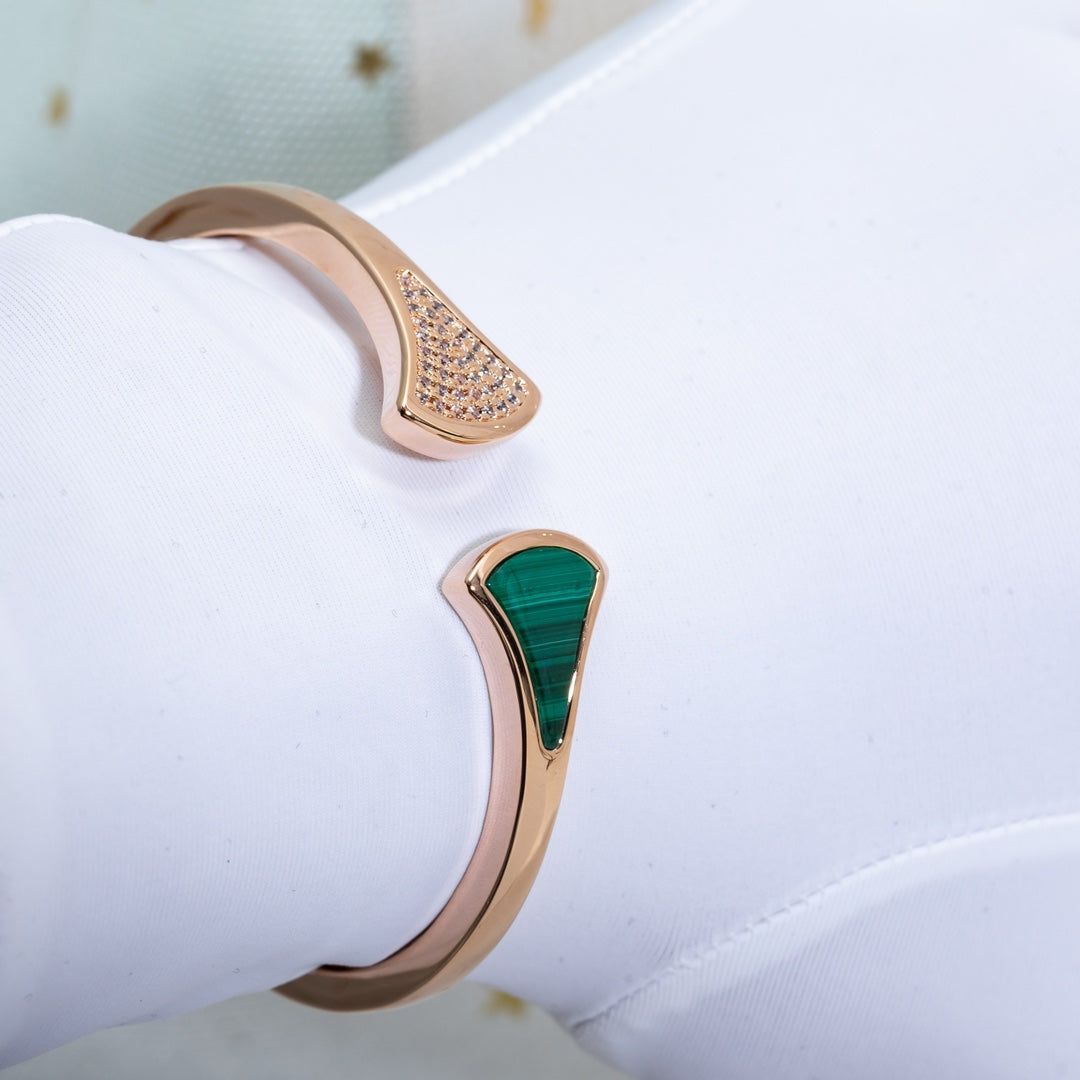 [Agudo Jewelry]DREAM BRACELET OPEN MALACHITE PINK GOLD