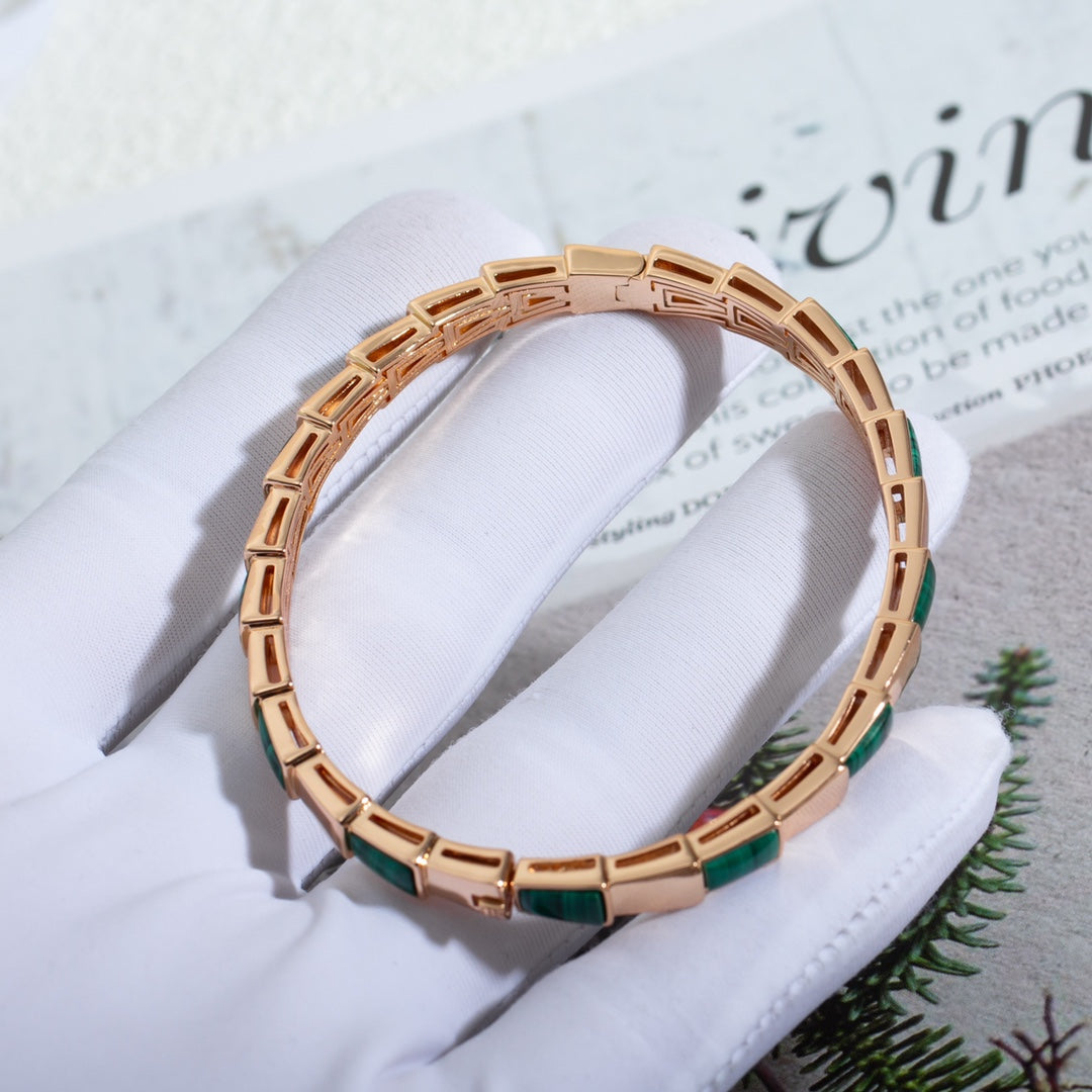 [Agudo Jewelry]SERPENTI BRACELET PINK GOLD MALACHITE