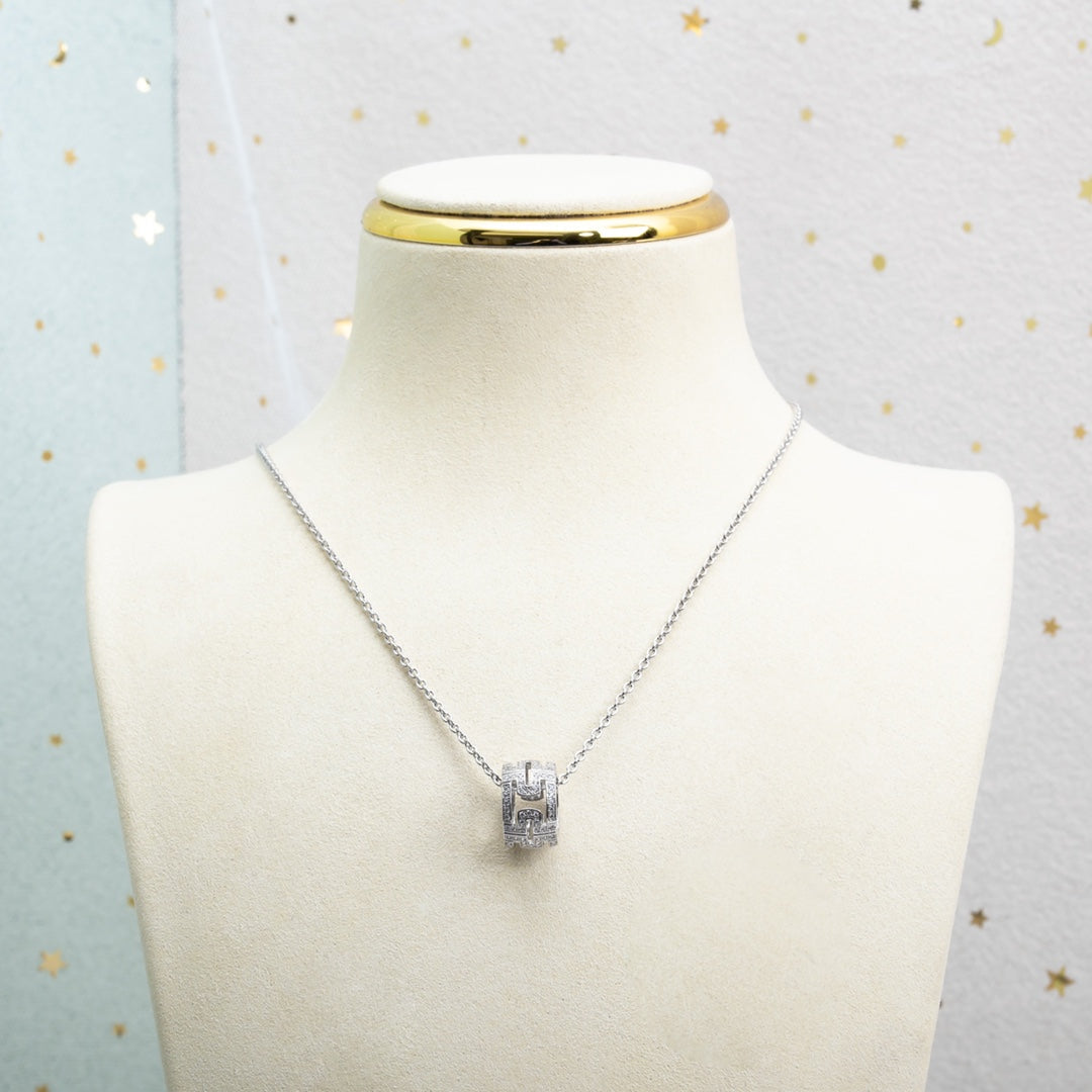 [Agudo Jewelry]PARENTESI NECKLACE SILVER DIAMOND