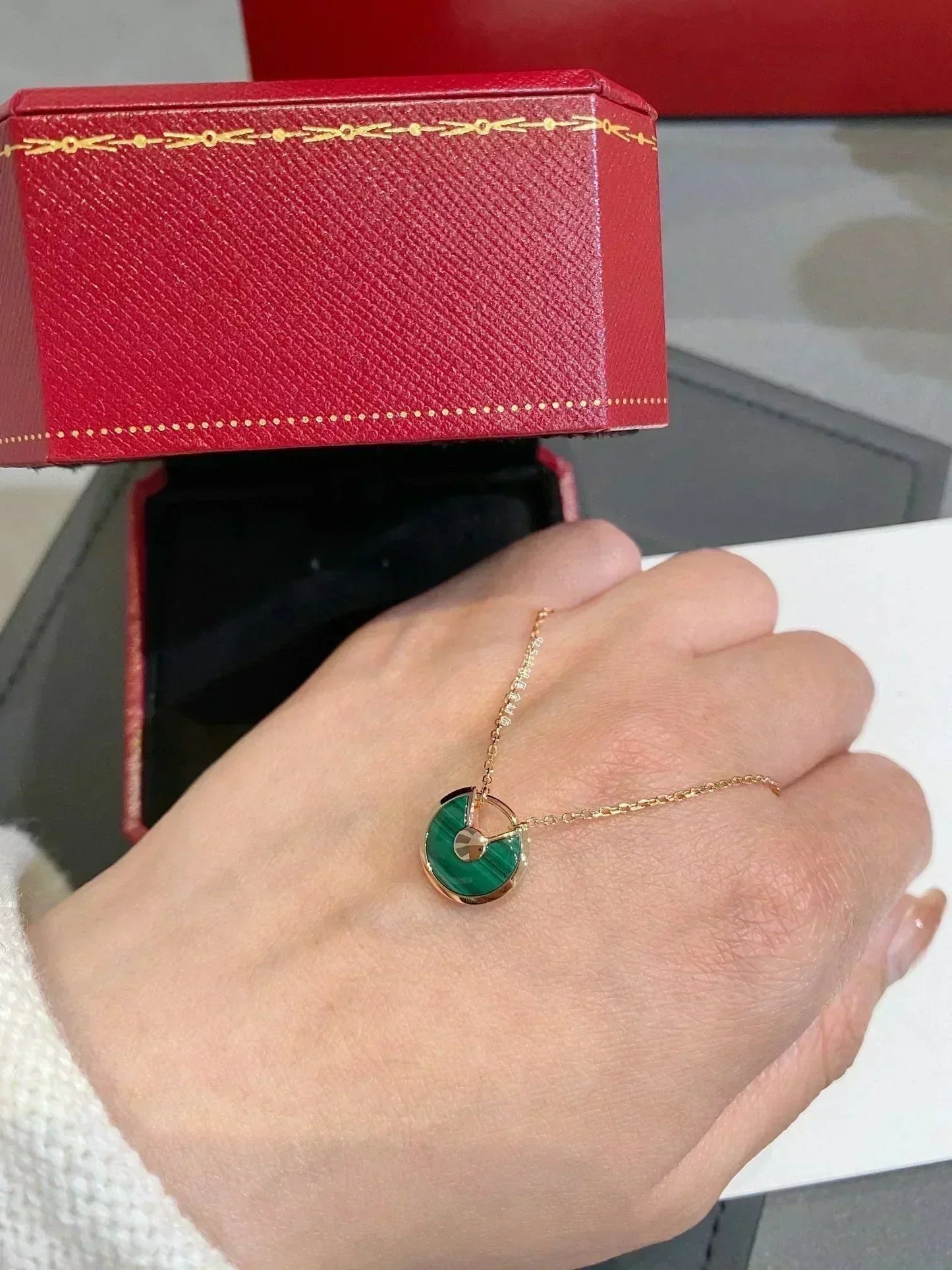 [Agudo Jewelry]AMULETTE ROSE GOLD MALACHITE NECKLACE