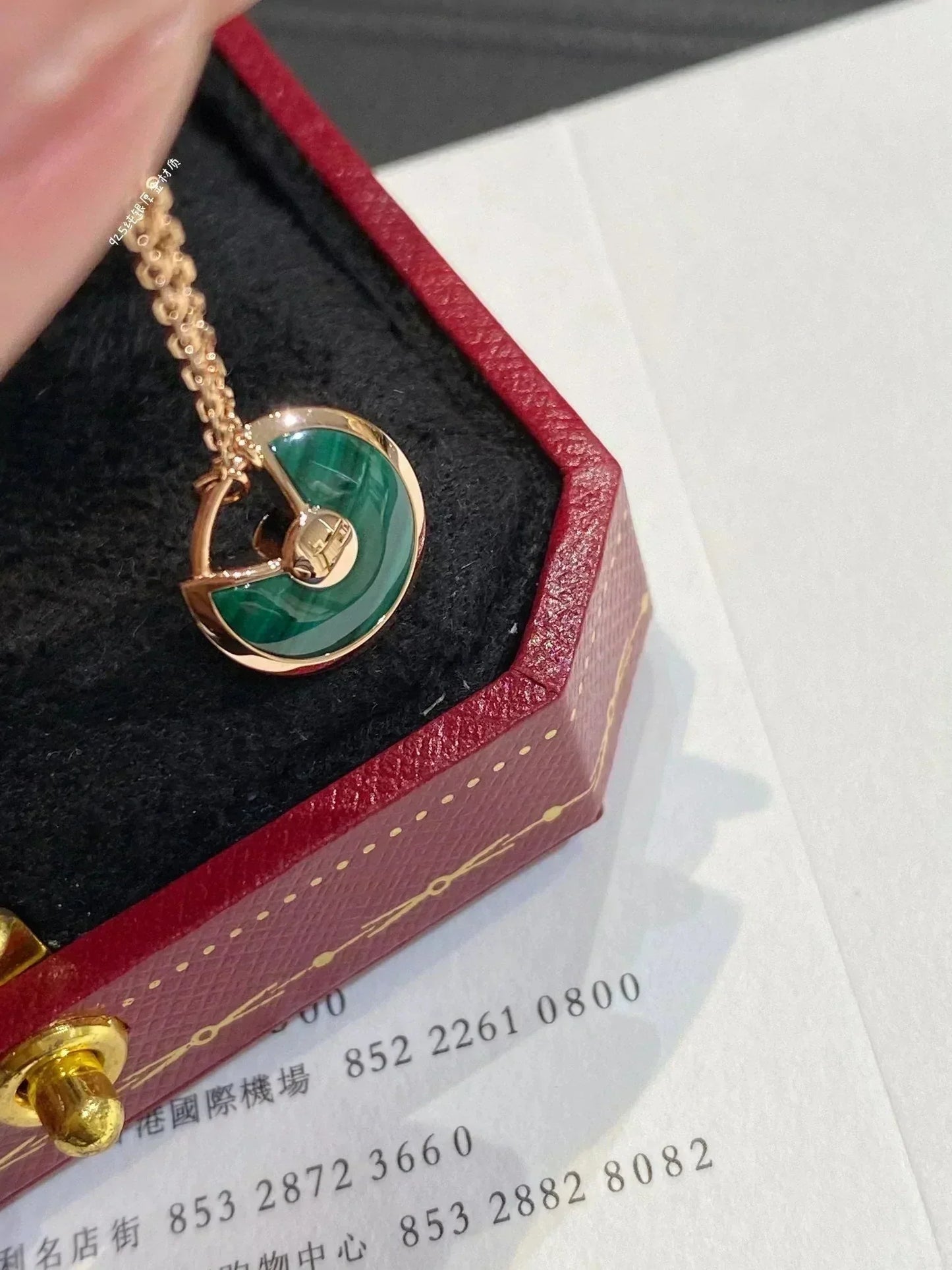 [Agudo Jewelry]AMULETTE ROSE GOLD MALACHITE NECKLACE