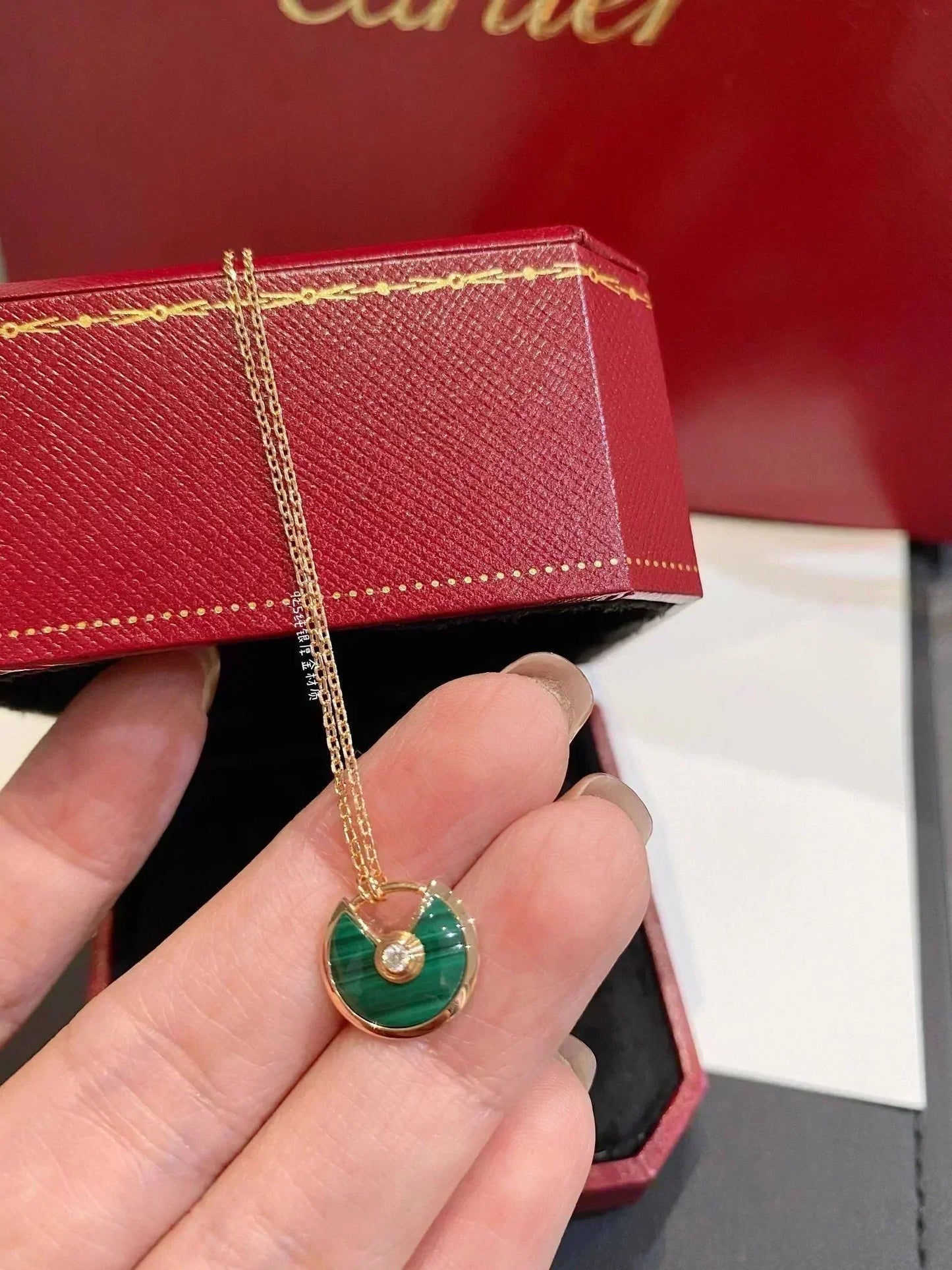 [Agudo Jewelry]AMULETTE ROSE GOLD MALACHITE NECKLACE