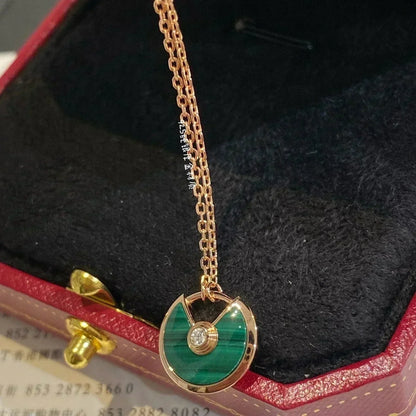 [Agudo Jewelry]AMULETTE ROSE GOLD MALACHITE NECKLACE