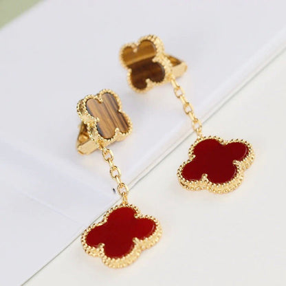 [Agudo Jewelry]CLOVER  2 MOTIF  TIGER EYE CARNELIAN EARRINGS