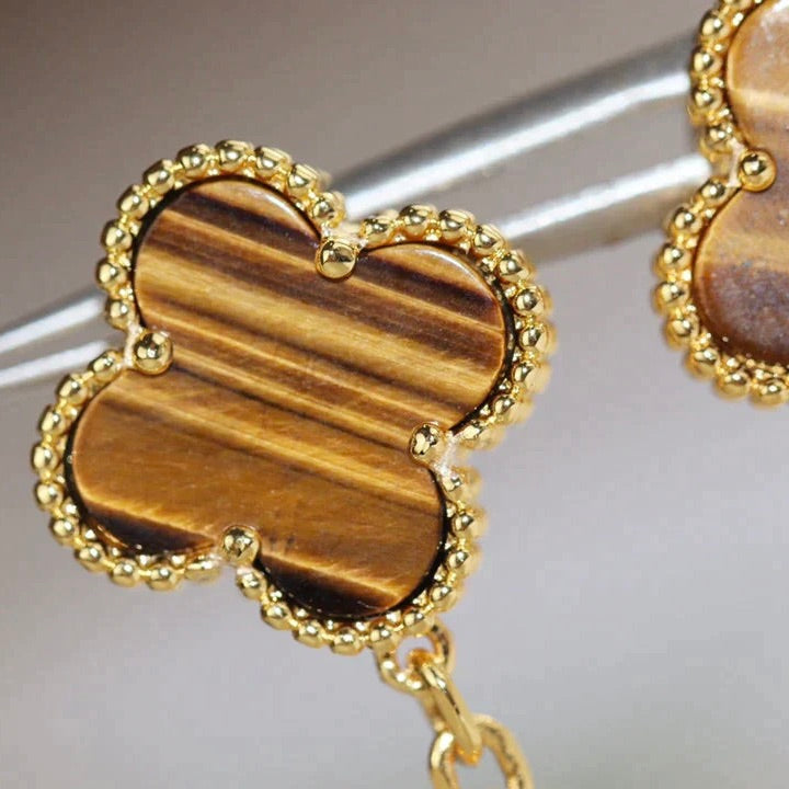 [Agudo Jewelry]CLOVER  2 MOTIF  TIGER EYE CARNELIAN EARRINGS