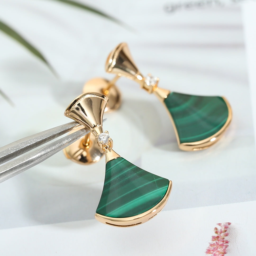 [Agudo Jewelry]DREAM MALACHITE PINK GOLD EARRINGS