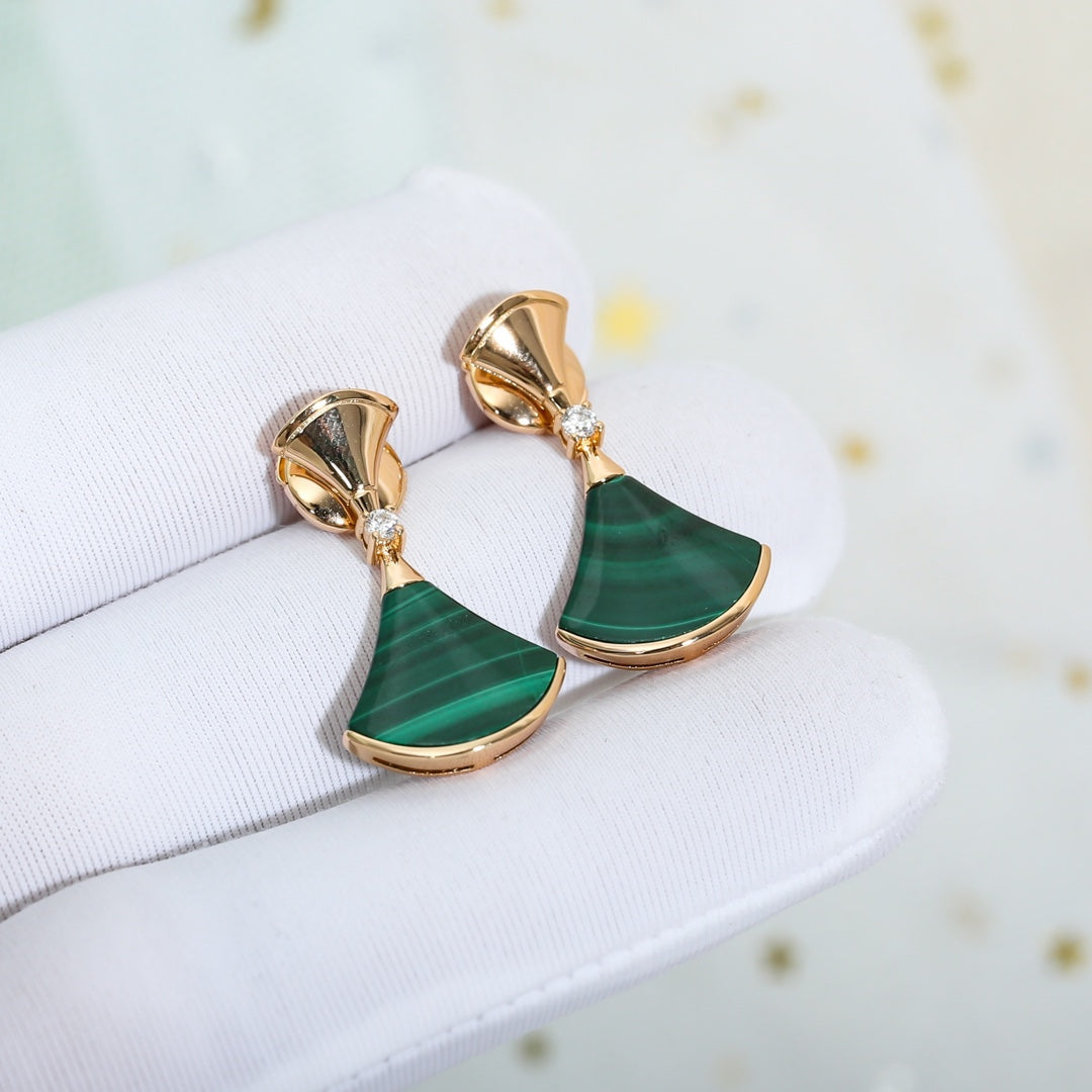 [Agudo Jewelry]DREAM MALACHITE PINK GOLD EARRINGS