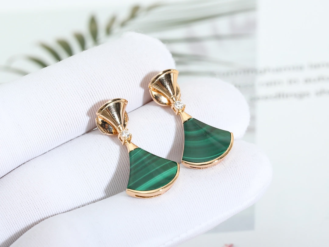 [Agudo Jewelry]DREAM MALACHITE PINK GOLD EARRINGS