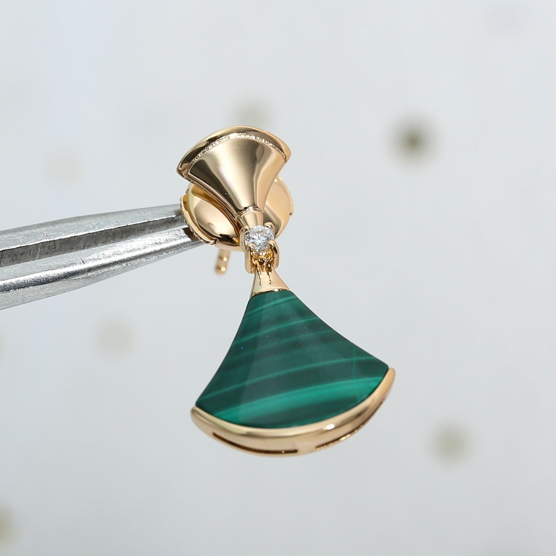 [Agudo Jewelry]DREAM MALACHITE PINK GOLD EARRINGS