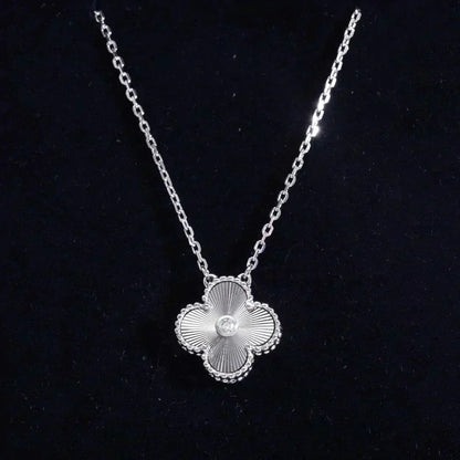 [AgudoJewelry]CLOVER  15MM DIAMOND LASER NECKLACE SILVER