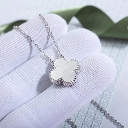 [AgudoJewelry]CLOVER  15MM DIAMOND LASER NECKLACE SILVER