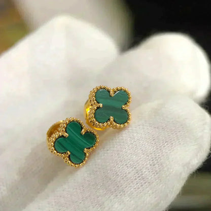 [Agudo Jewelry]CLOVER MINI 9.5MM MALACHITE  EARRINGS