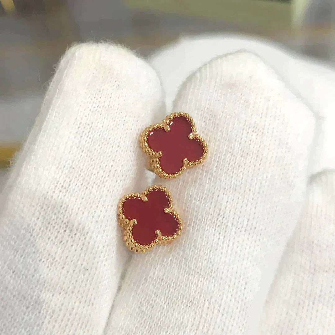 [Agudo Jewelry]CLOVER MINI 9.5MM CARNELIAN EARRINGS