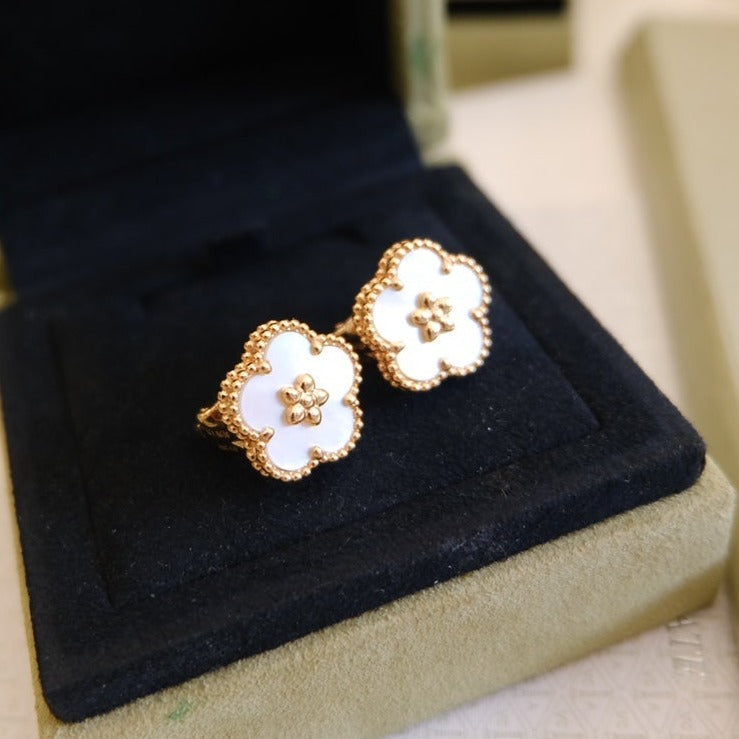 [Agudo Jewelry]LUCKY PINK GOLD WHITE MOP EARRINGS