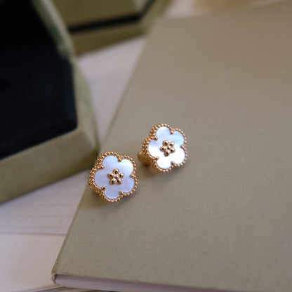 [Agudo Jewelry]LUCKY PINK GOLD WHITE MOP EARRINGS