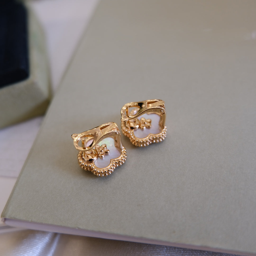 [Agudo Jewelry]LUCKY PINK GOLD WHITE MOP EARRINGS