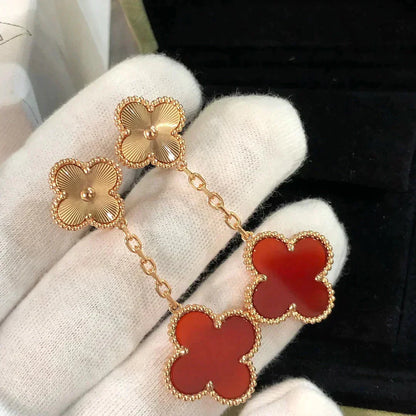 [Agudo Jewelry]CLOVER 2 MOTIF  LASER CARNELIAN EARRINGS