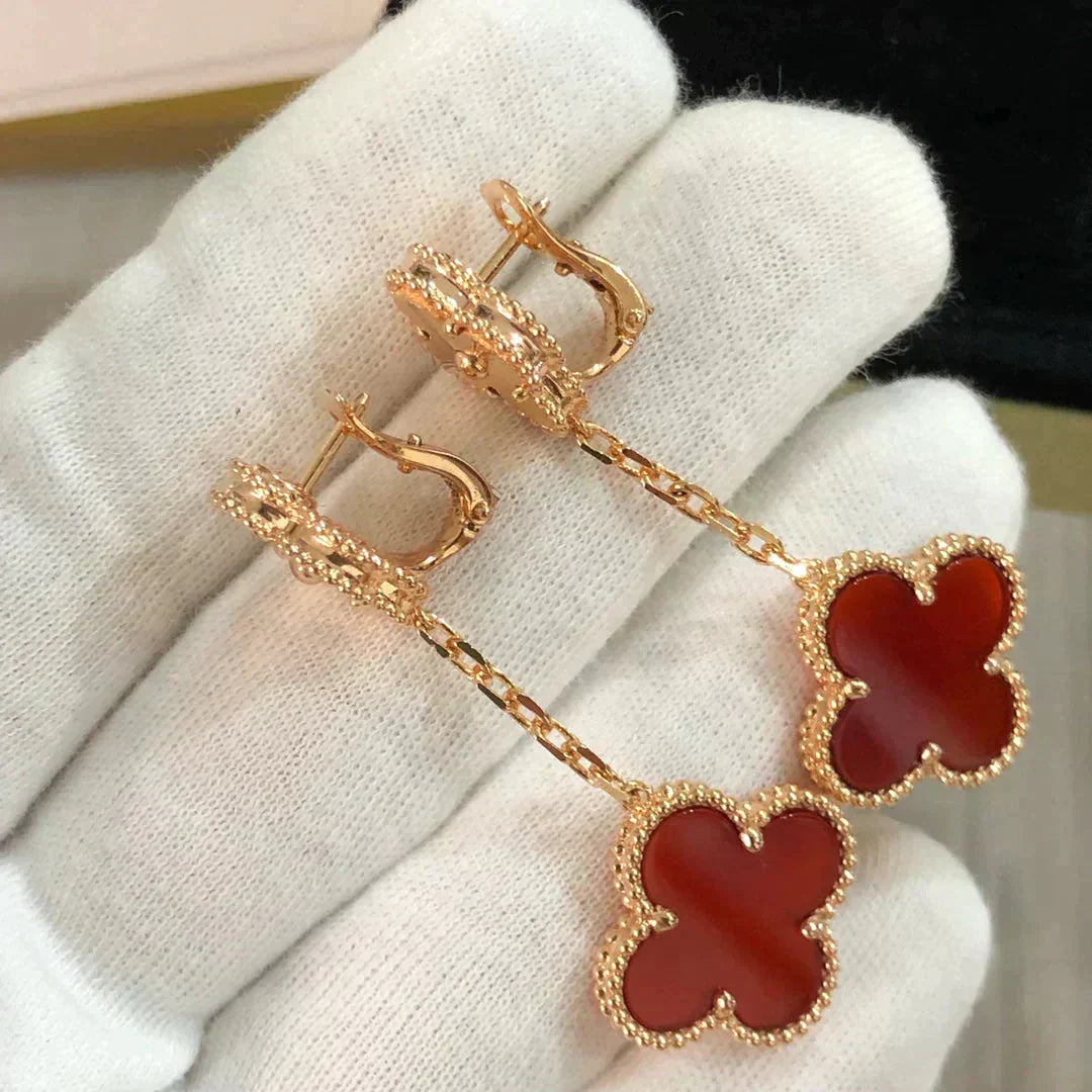 [Agudo Jewelry]CLOVER 2 MOTIF  LASER CARNELIAN EARRINGS