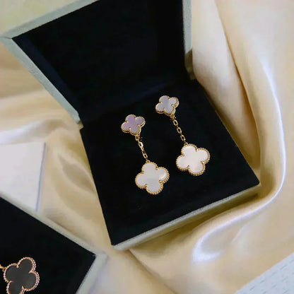 [Agudo Jewelry]CLOVER 2 MOTIF WHITE MOP EARRINGS