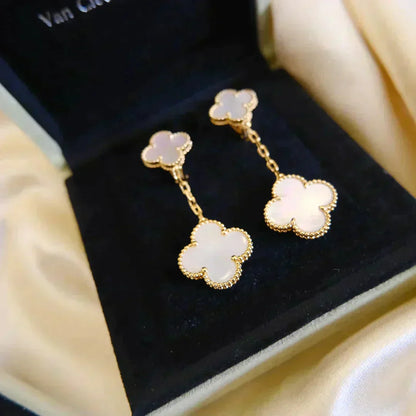 [Agudo Jewelry]CLOVER 2 MOTIF WHITE MOP EARRINGS