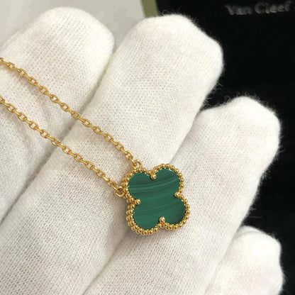 [Agudo Jewelry]CLOVER 15MM MALACHITE SINGLE FLOWER  NECKLACE