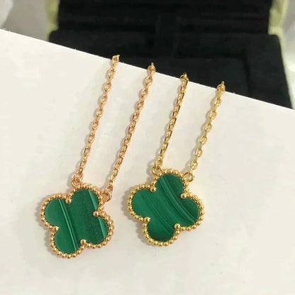 [Agudo Jewelry]CLOVER 15MM MALACHITE SINGLE FLOWER  NECKLACE