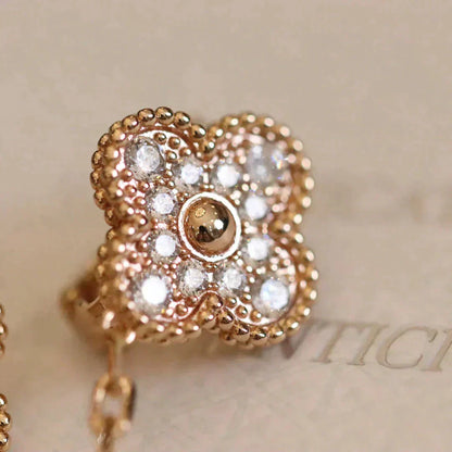 [Agudo Jewelry]CLOVER MEDIUM 1 MOTIFS FUll DIAMOND EARRINGS