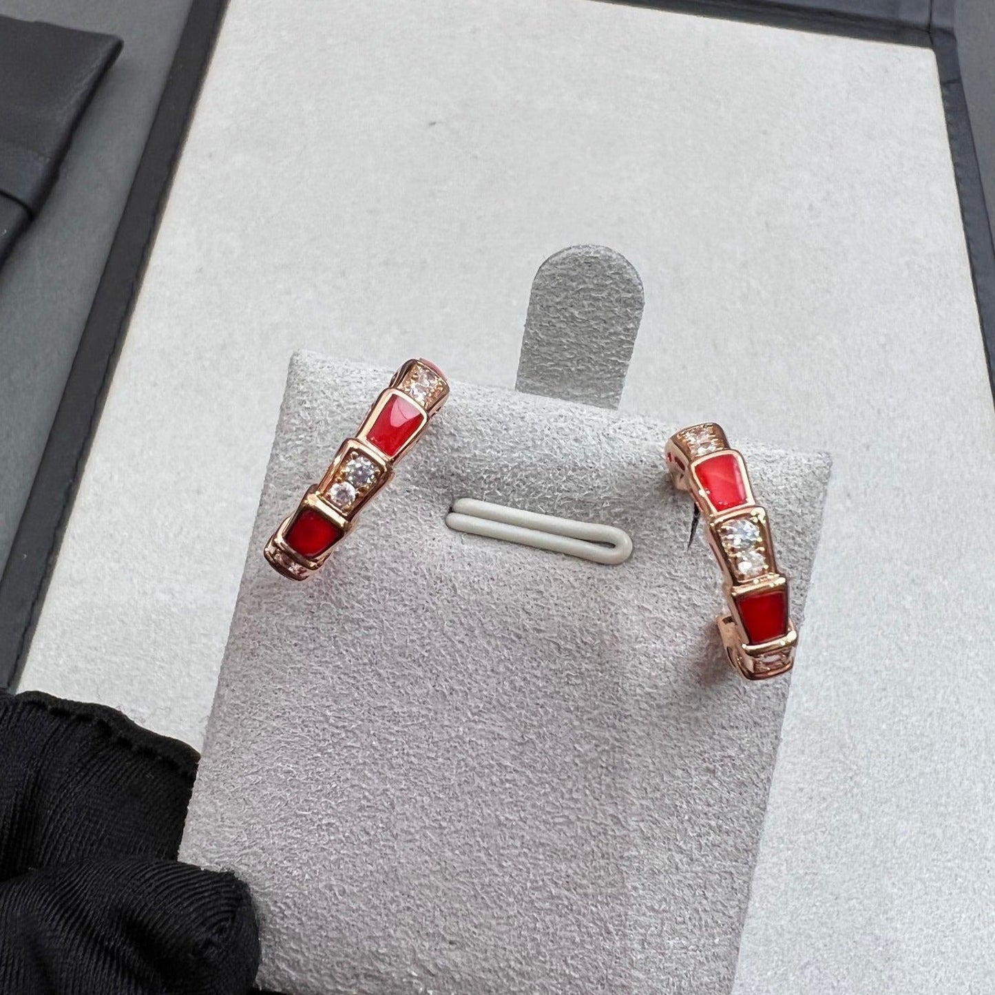 [Agudo Jewelry]SERPENTI CARNELIAN PINK GOLD EARRINGS