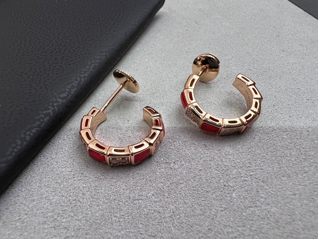 [Agudo Jewelry]SERPENTI CARNELIAN PINK GOLD EARRINGS