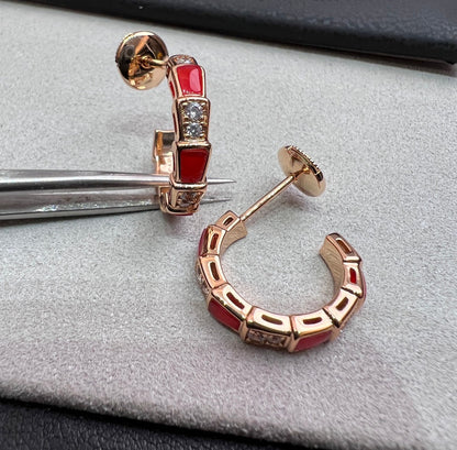 [Agudo Jewelry]SERPENTI CARNELIAN PINK GOLD EARRINGS