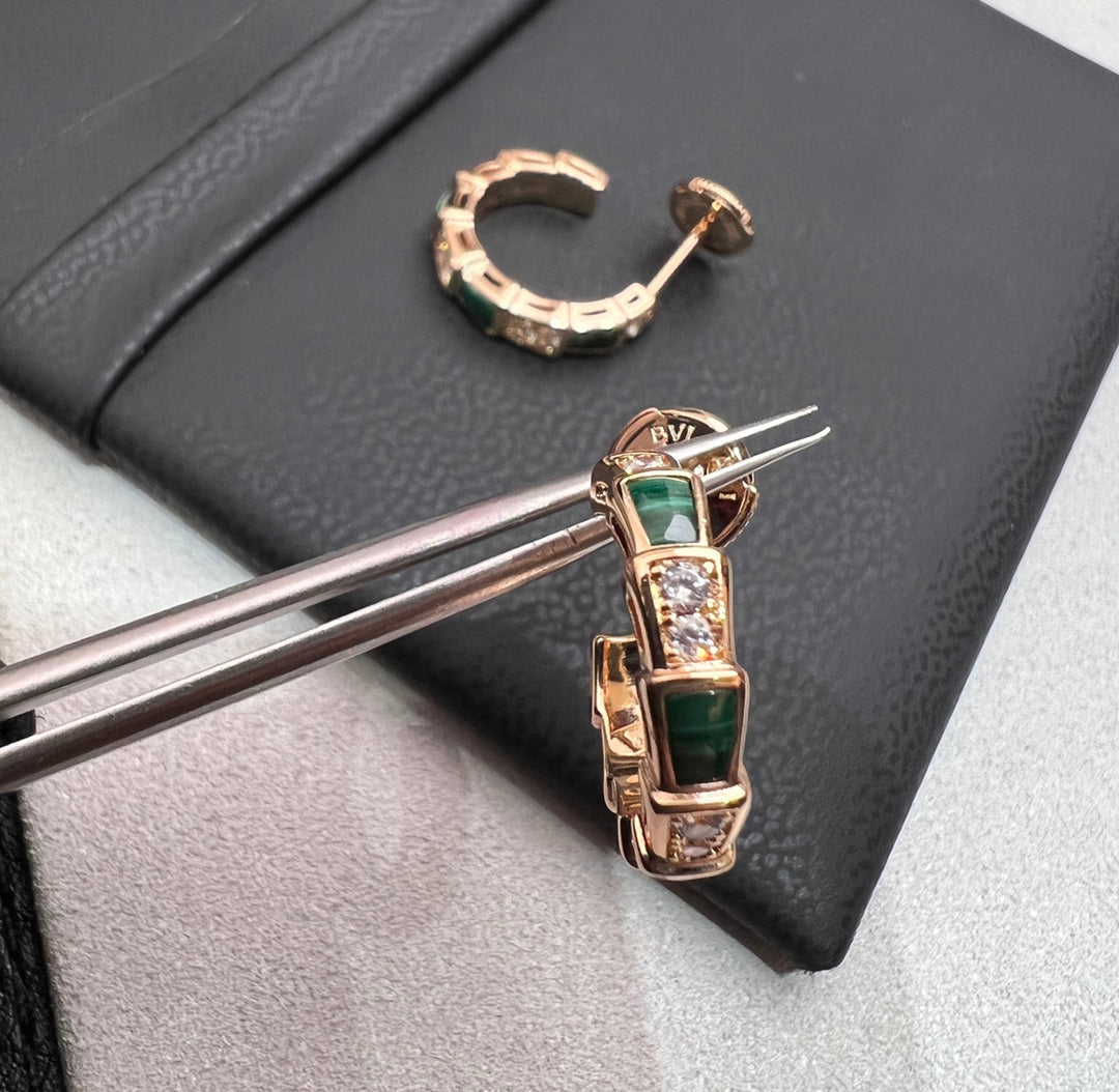 [Agudo Jewelry]SERPENTI MALACHITE PINK GOLD EARRINGS