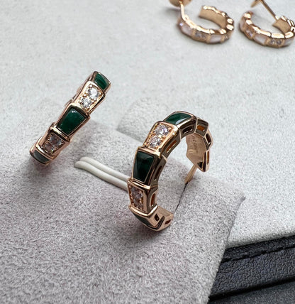 [Agudo Jewelry]SERPENTI MALACHITE PINK GOLD EARRINGS