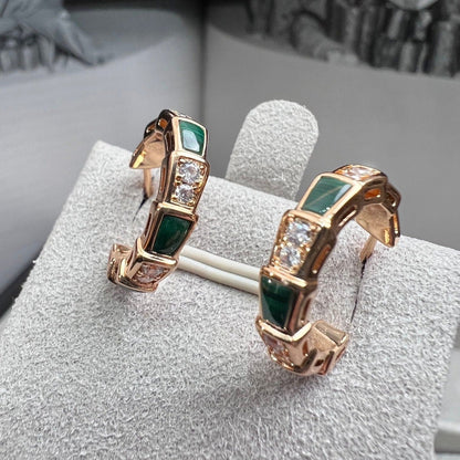 [Agudo Jewelry]SERPENTI MALACHITE PINK GOLD EARRINGS