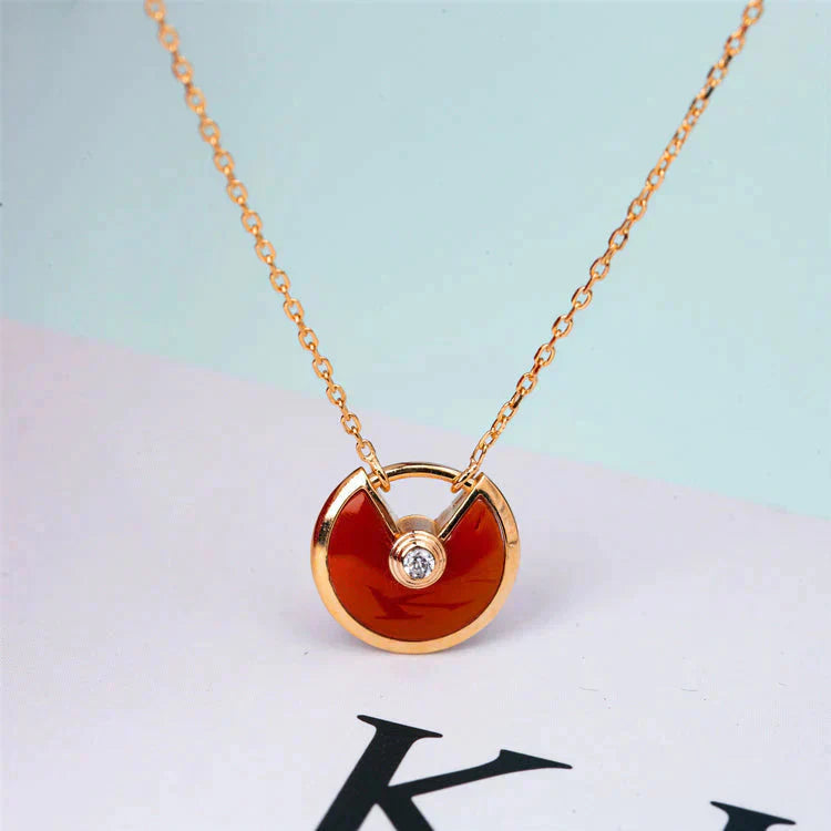 [Agudo Jewelry]AMULETTE GOLD CARNELIAN ONYX NECKLACE