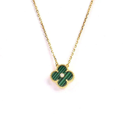 [Agudo Jewelry]CLOVER 15MM DIAMOND TURQUOISE NECKLACE