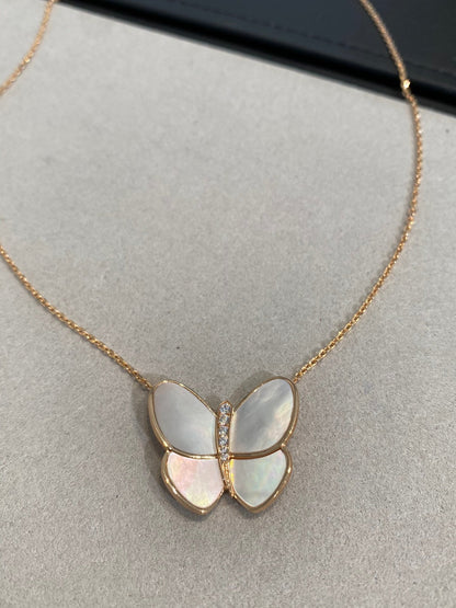 [Agudo Jewelry]BUTTERFLY GOLD MOP DIAMOND NECKLACE