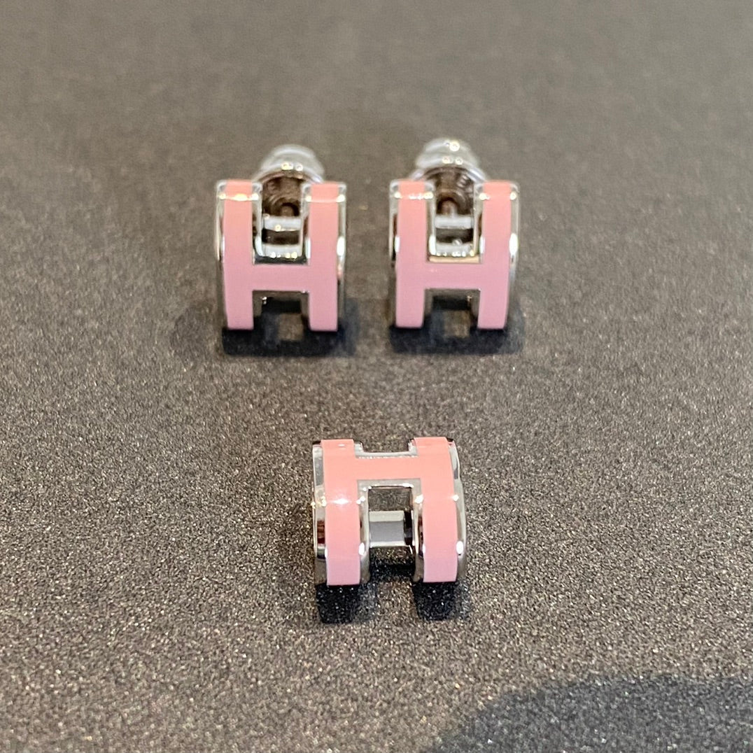 [Agudo Jewelry]MINI POP H SILVER EARRINGS PINK