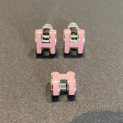 [Agudo Jewelry]MINI POP H SILVER EARRINGS PINK