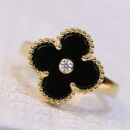 [Agudo  Jewelry]CLOVER ONYX RING GOLD DIAMOND