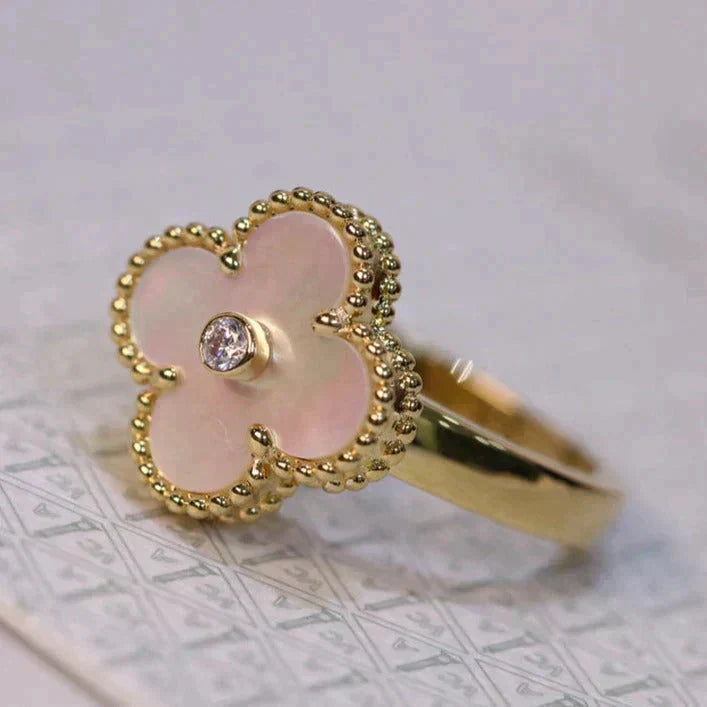 [Agudo  Jewelry]CLOVER PINK MOP RING GOLD DIAMOND