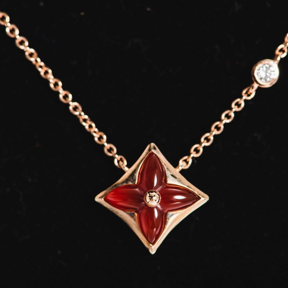 [Agudo Jewelry]STAR NECKLACE PINK GOLD 1 DIAMOND