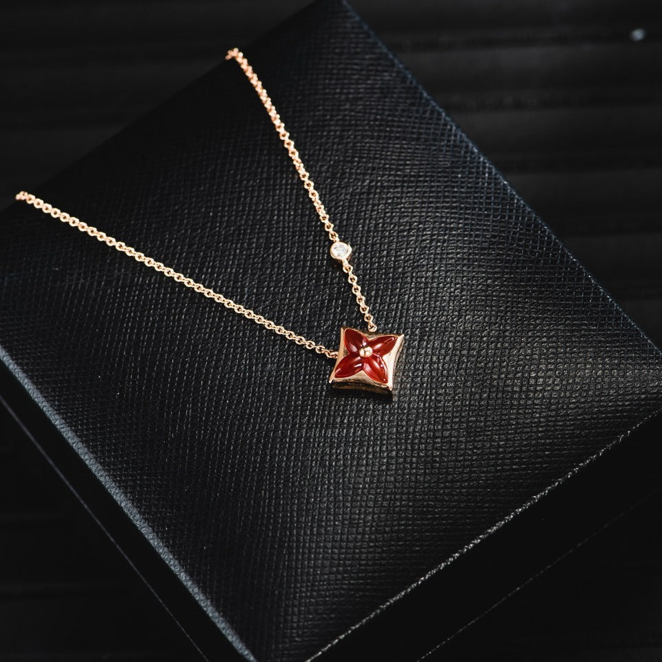 [Agudo Jewelry]STAR NECKLACE PINK GOLD 1 DIAMOND